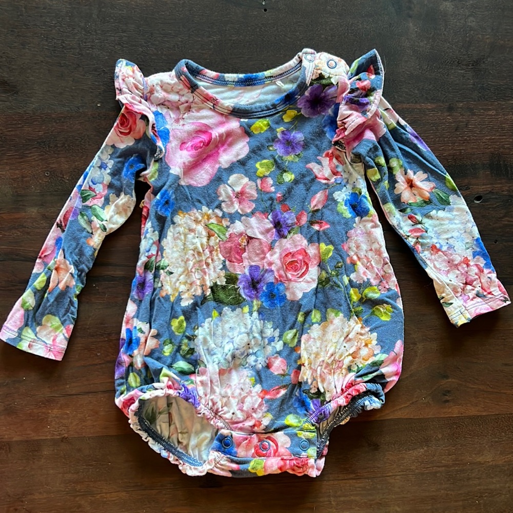 Posh Peanut Blue Navy Floral Long Sleeve Bubble